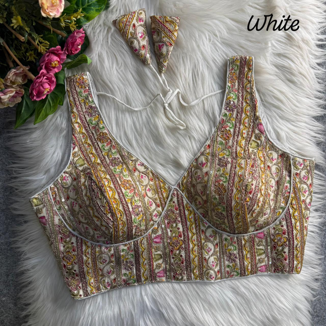 Readymade Pure Soft Crape Silk Heavy Position Work Blouse