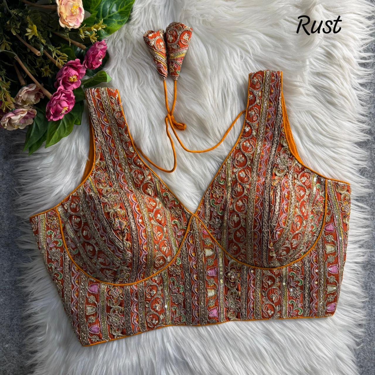 Readymade Pure Soft Crape Silk Heavy Position Work Blouse 