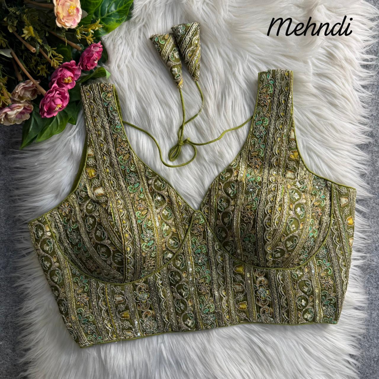 Readymade Pure Soft Crape Silk Heavy Position Work Blouse