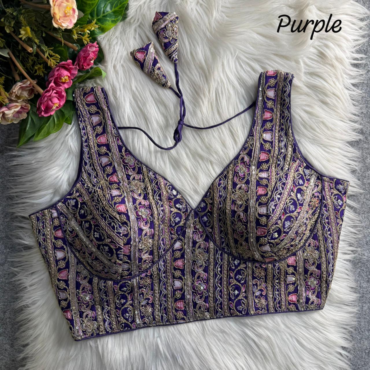 Readymade Pure Soft Crape Silk Heavy Position Work Blouse 