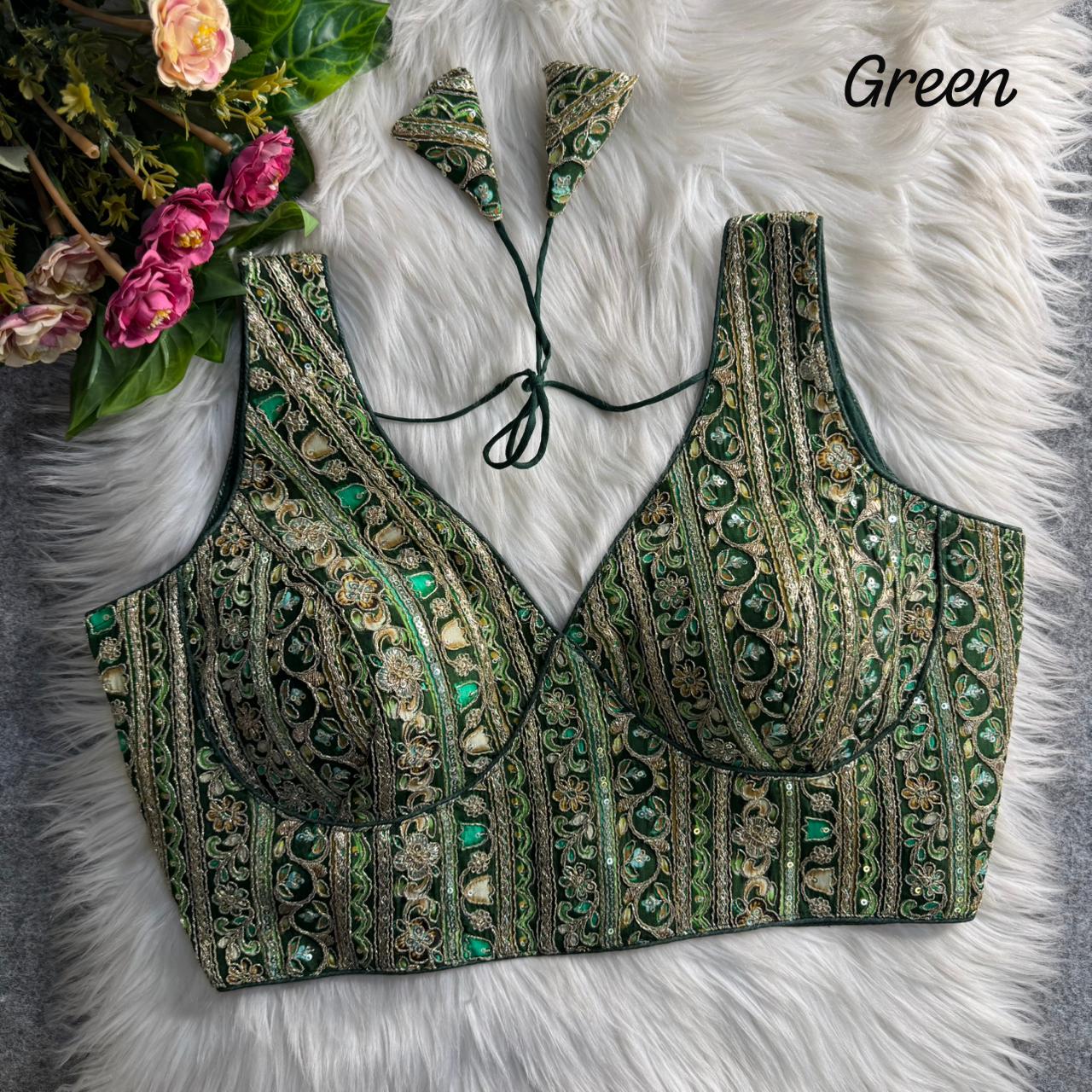 Readymade Pure Soft Crape Silk Heavy Position Work Blouse