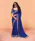 Blue Pure Organza Satin With Sequins Heavy Embroidery Work Organza Saree 