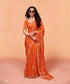 Orange Pure Organza Satin With Sequins Heavy Embroidery Work Organza Saree 