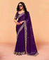 Purple Pure Organza Satin With Sequins Heavy Embroidery Work Organza Saree 