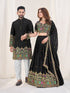 Black Pure Soft Georgette Matching Combo Couple Dress 