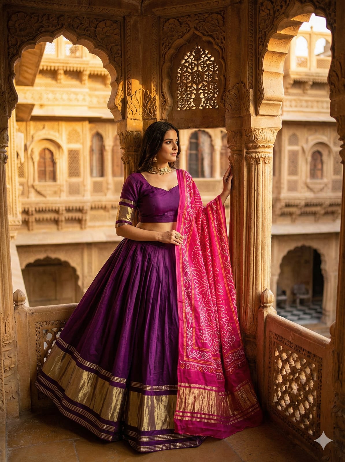 Modal Semi Gajji Silk Lehenga Choli Set with Dupatta