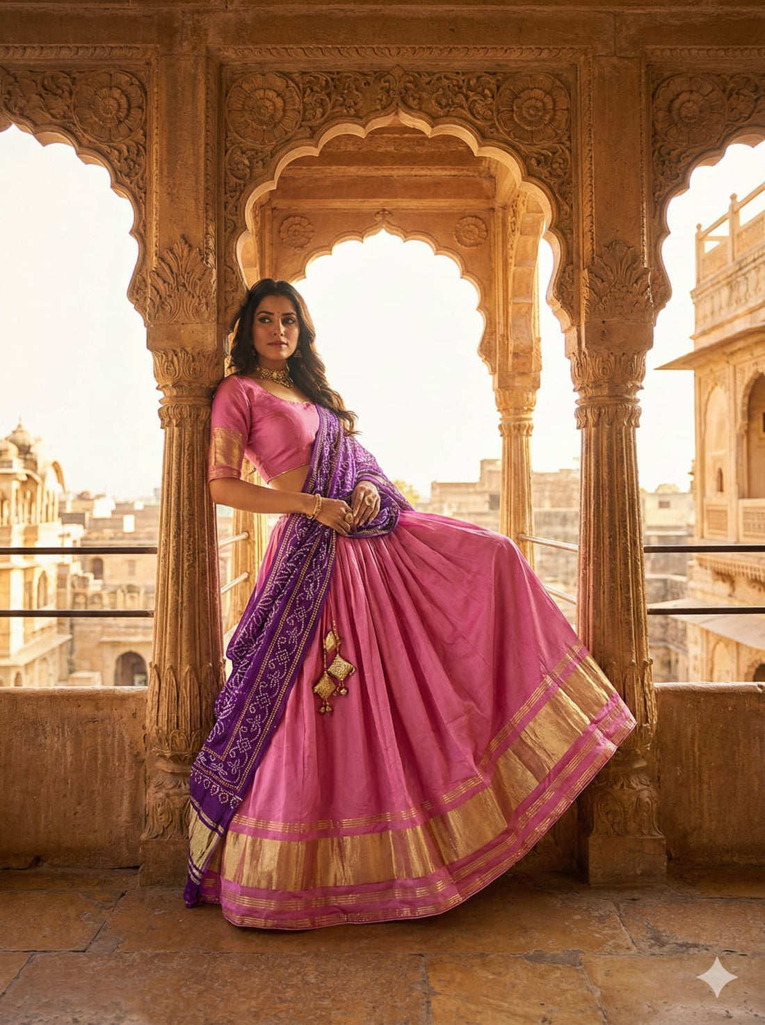 Modal Semi Gajji Silk Lehenga Choli Set with Dupatta