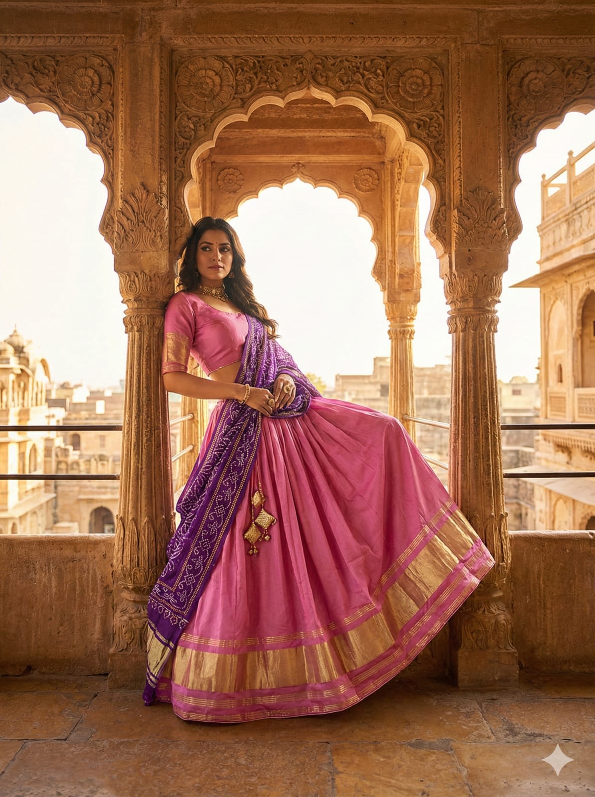 Modal Semi Gajji Silk Lehenga Choli Set with Dupatta