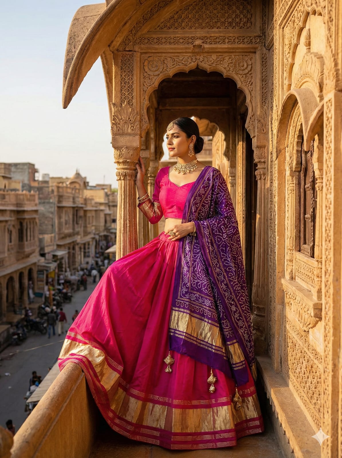 Modal Semi Gajji Silk Lehenga Choli Set with Dupatta