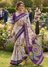 Purple Pure Soft Mulmul Cotton Block Print Printed Cotton Saree 