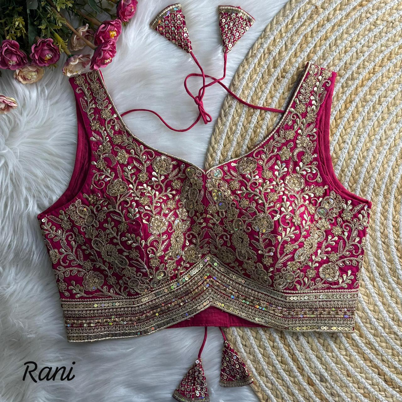 Readymade Pure Soft Heavy Soft Italian Silk Heavy Codding Work Blouse ##color## Ajrakh Cotton Blouse with premium fabric and embroidery