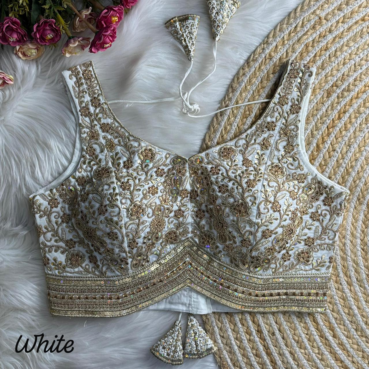 Readymade Pure Soft Heavy Soft Italian Silk Heavy Codding Work Blouse ##color## Ajrakh Cotton Blouse with premium fabric and embroidery