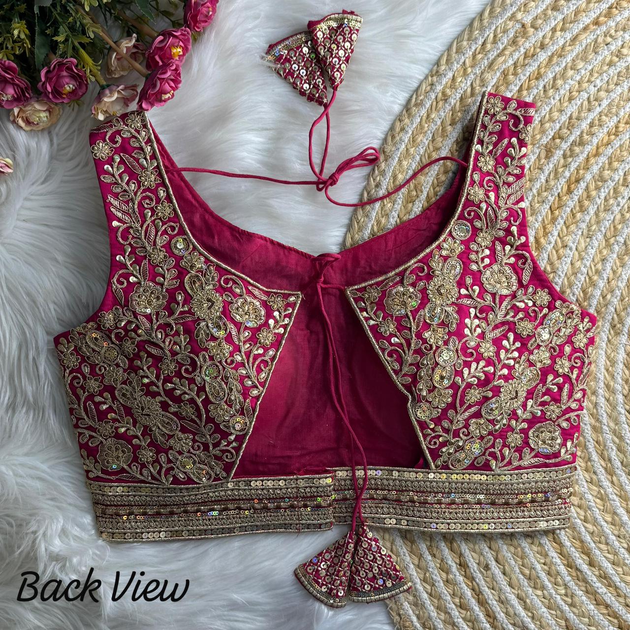 Readymade Pure Soft Heavy Soft Italian Silk Heavy Codding Work Blouse ##color## Ajrakh Cotton Blouse with premium fabric and embroidery