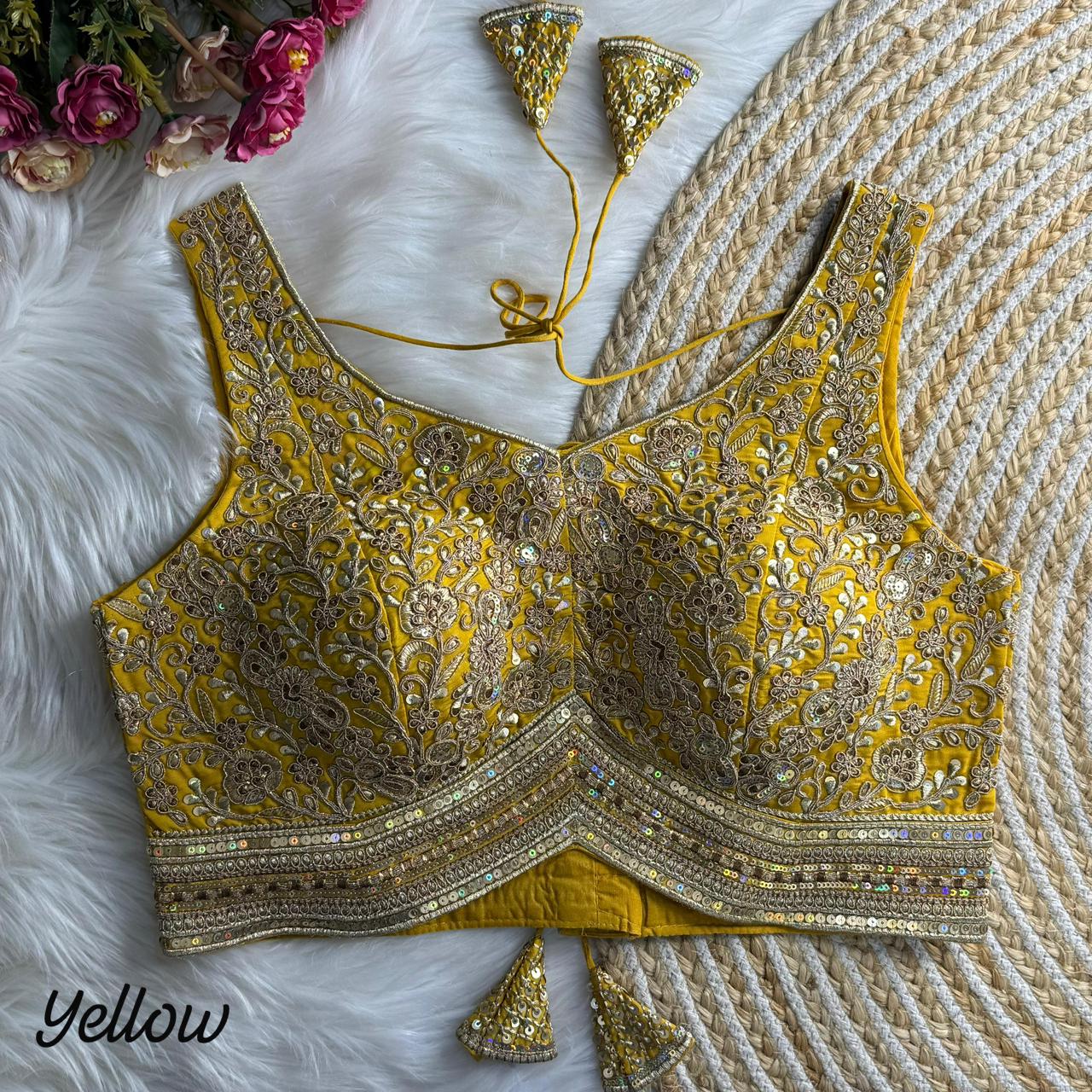 Readymade Pure Soft Heavy Soft Italian Silk Heavy Codding Work Blouse ##color## Ajrakh Cotton Blouse with premium fabric and embroidery