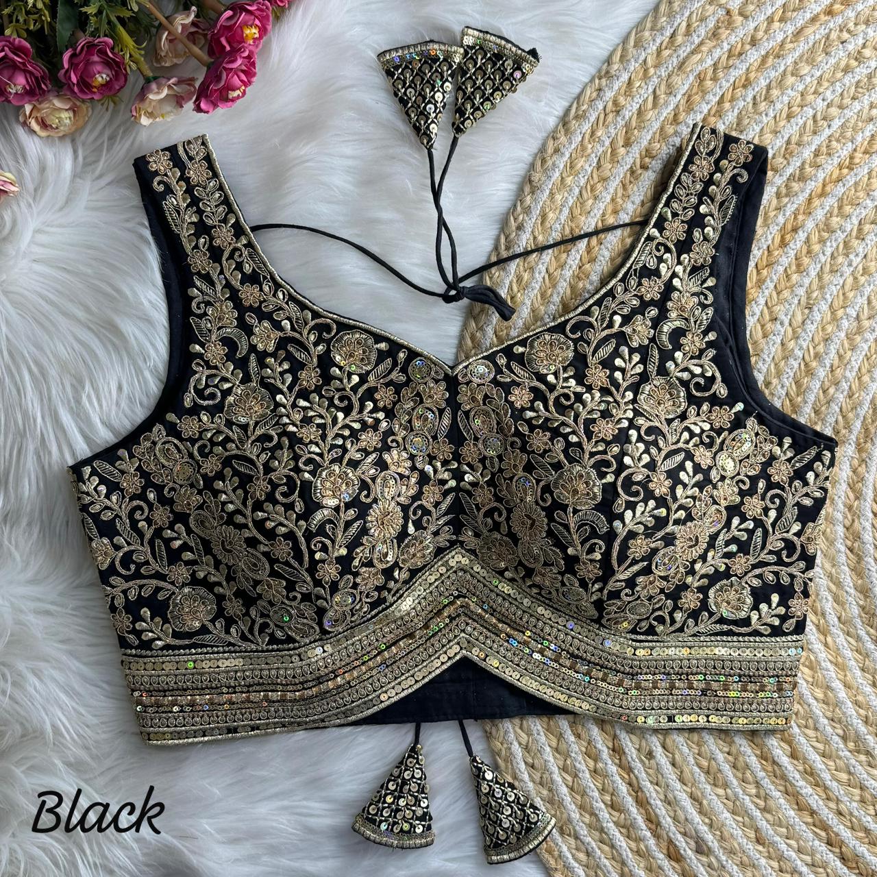 Readymade Pure Soft Heavy Soft Italian Silk Heavy Codding Work Blouse ##color## Ajrakh Cotton Blouse with premium fabric and embroidery