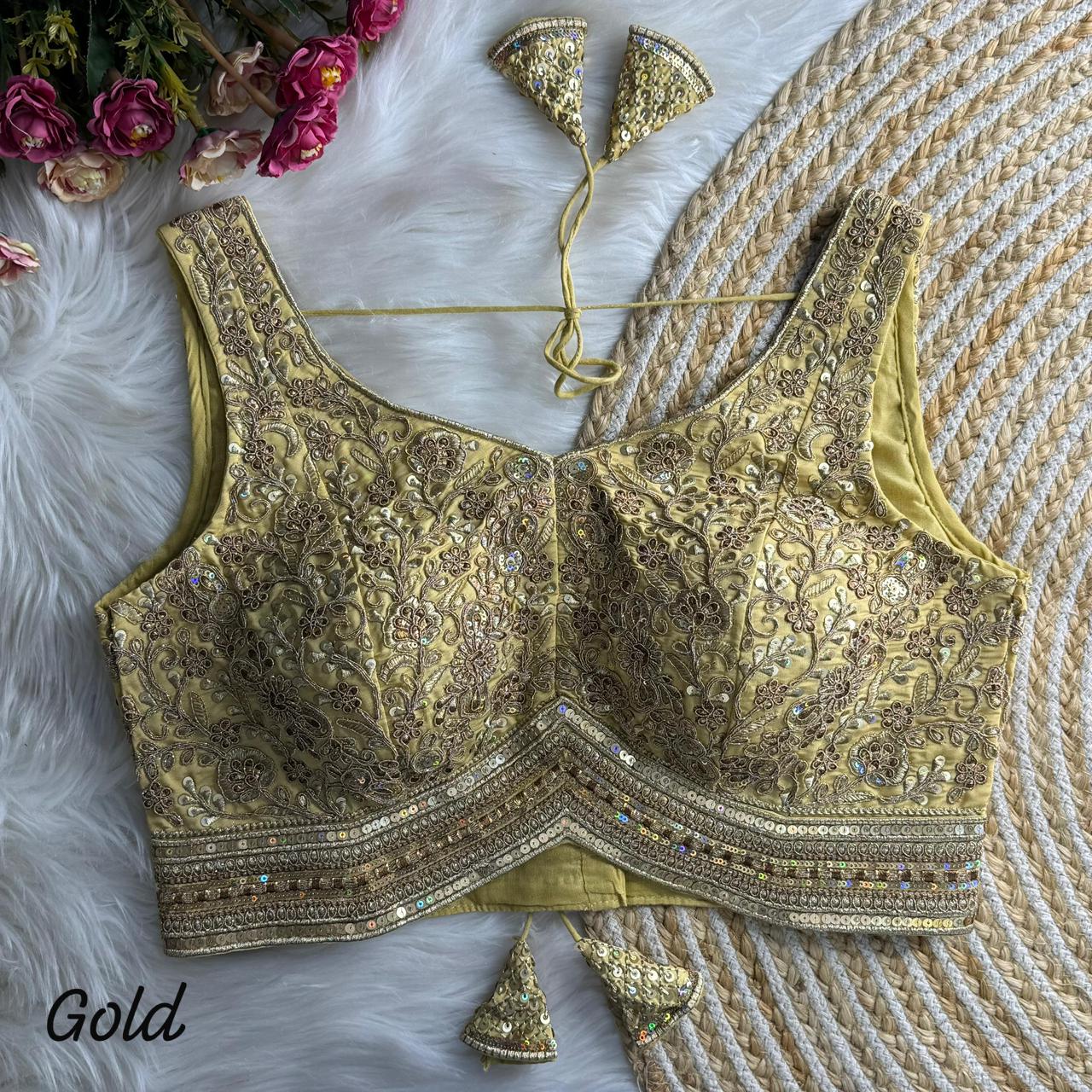 Readymade Pure Soft Heavy Soft Italian Silk Heavy Codding Work Blouse ##color## Ajrakh Cotton Blouse with premium fabric and embroidery