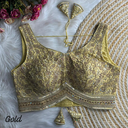 Readymade Pure Soft Heavy Soft Italian Silk Heavy Codding Work Blouse 