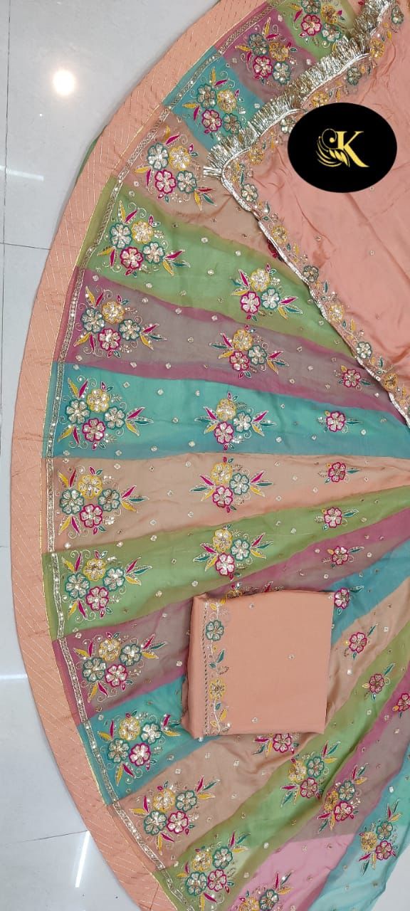 Peach Pure Georgette Chunri Rajsthani Rajputi Lehenga Choli 
