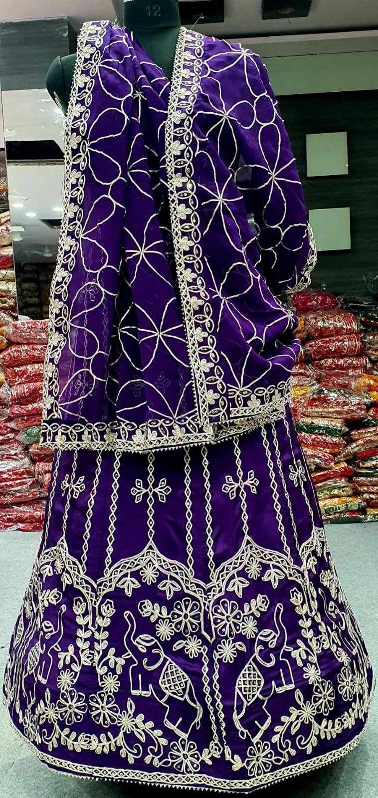 Blue Pure Upada Silk Rajsthani Rajputi Lehenga Choli 
