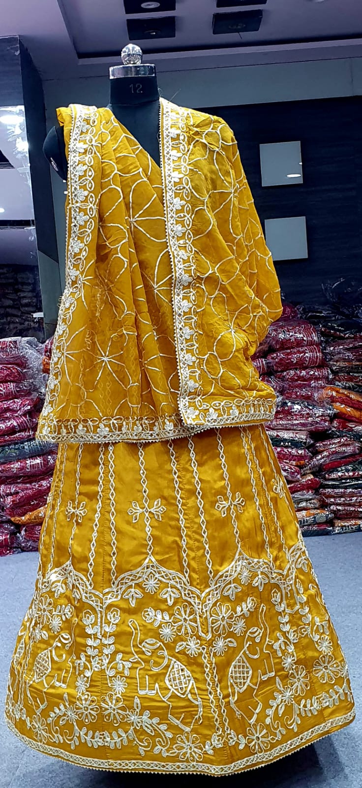 Yellow Pure Upada Silk Rajsthani Rajputi Lehenga Choli 