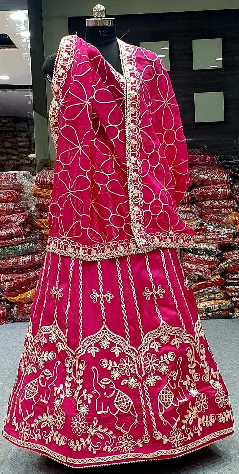 Pink Pure Upada Silk Rajsthani Rajputi Lehenga Choli 