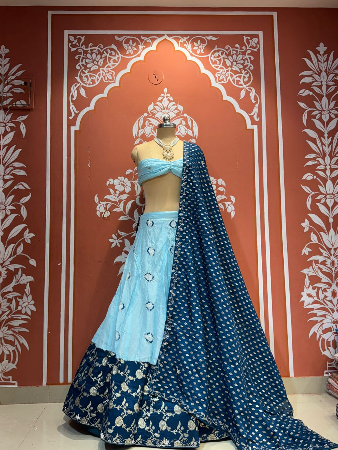 Sky Pure Dola Silk Rajsthani Rajputi Lehenga Choli