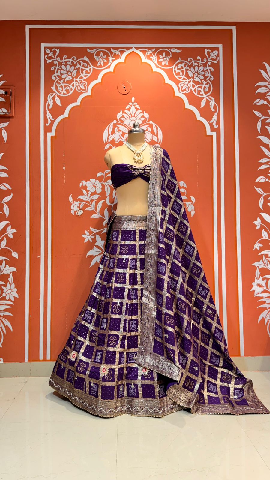 Purple Pure Gharchola Banarasi Rajsthani Lehenga Choli
