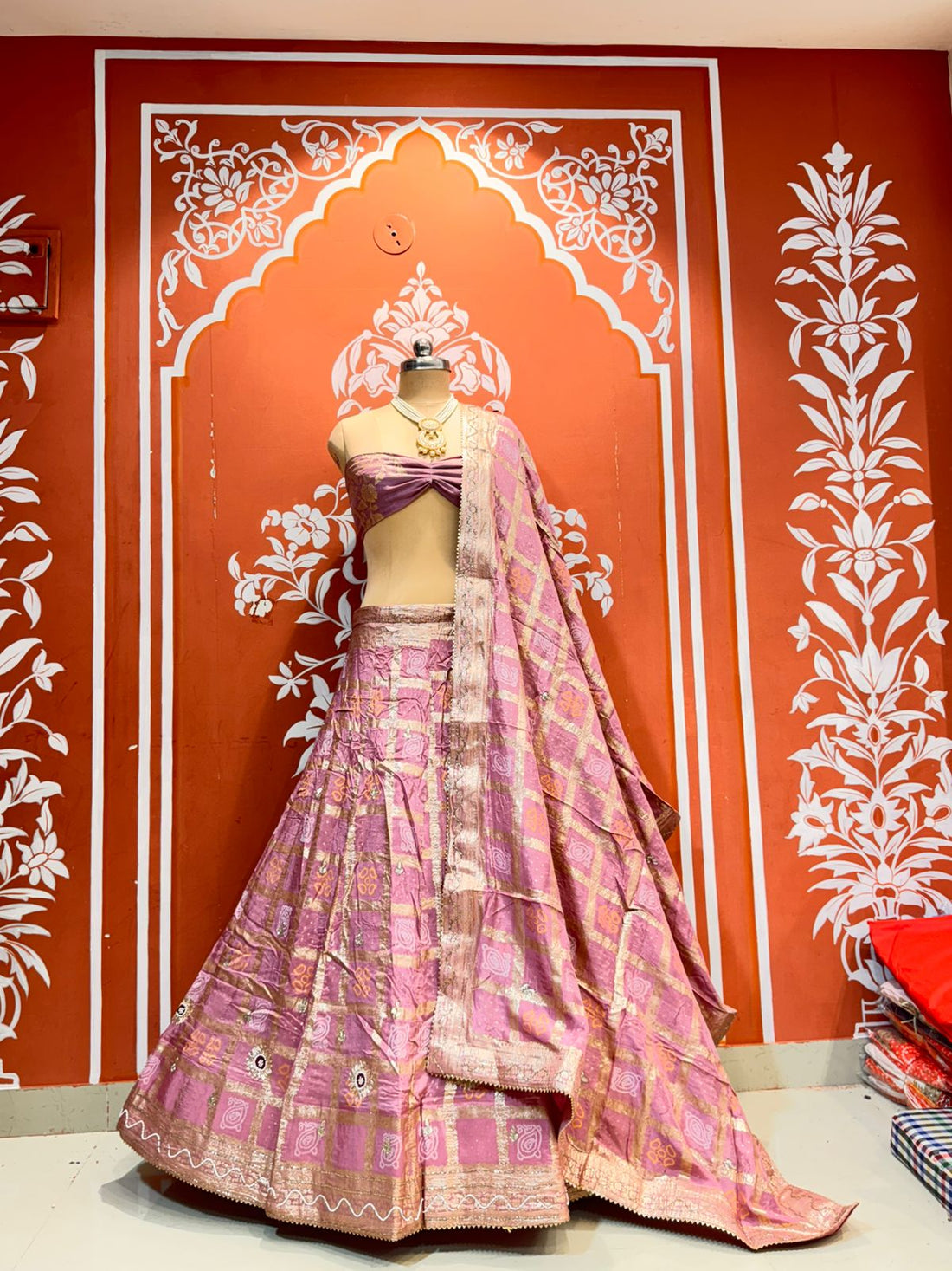 Pink Pure Gharchola Banarasi Rajsthani Lehenga Choli