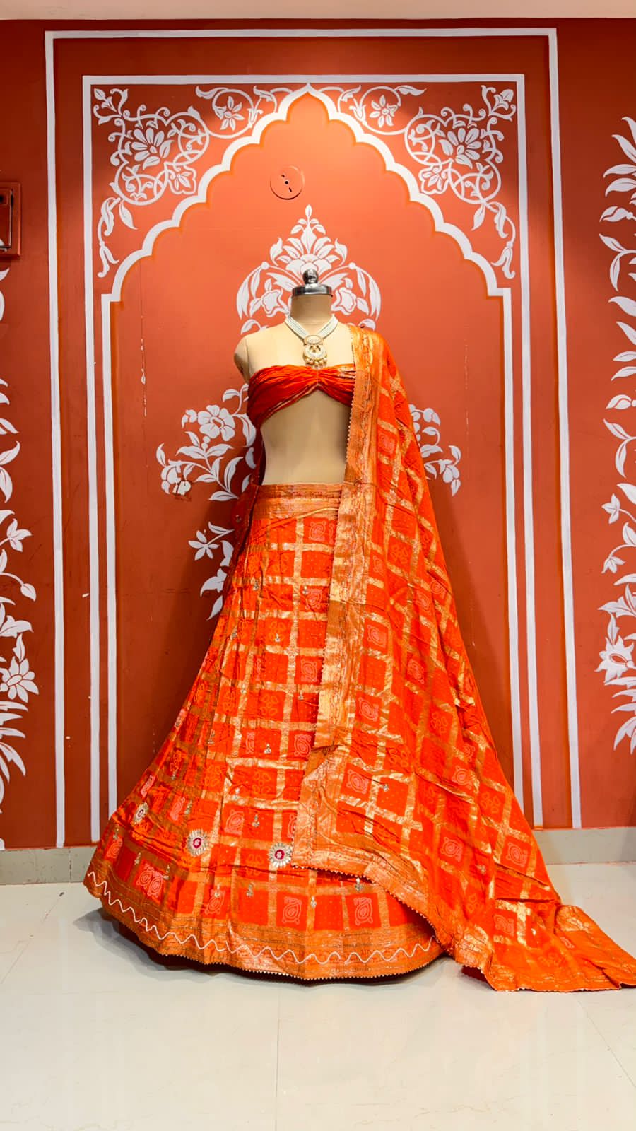 Orange Pure Gharchola Banarasi Rajsthani Lehenga Choli