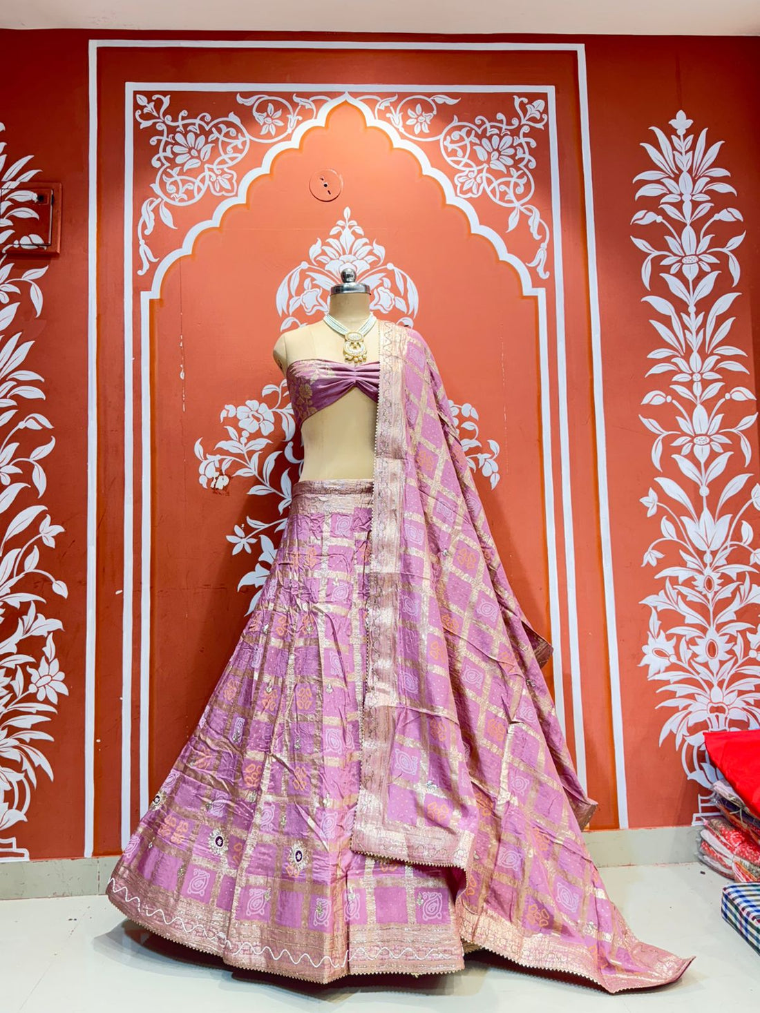 Pink Pure Gharchola Banarasi Rajsthani Lehenga Choli