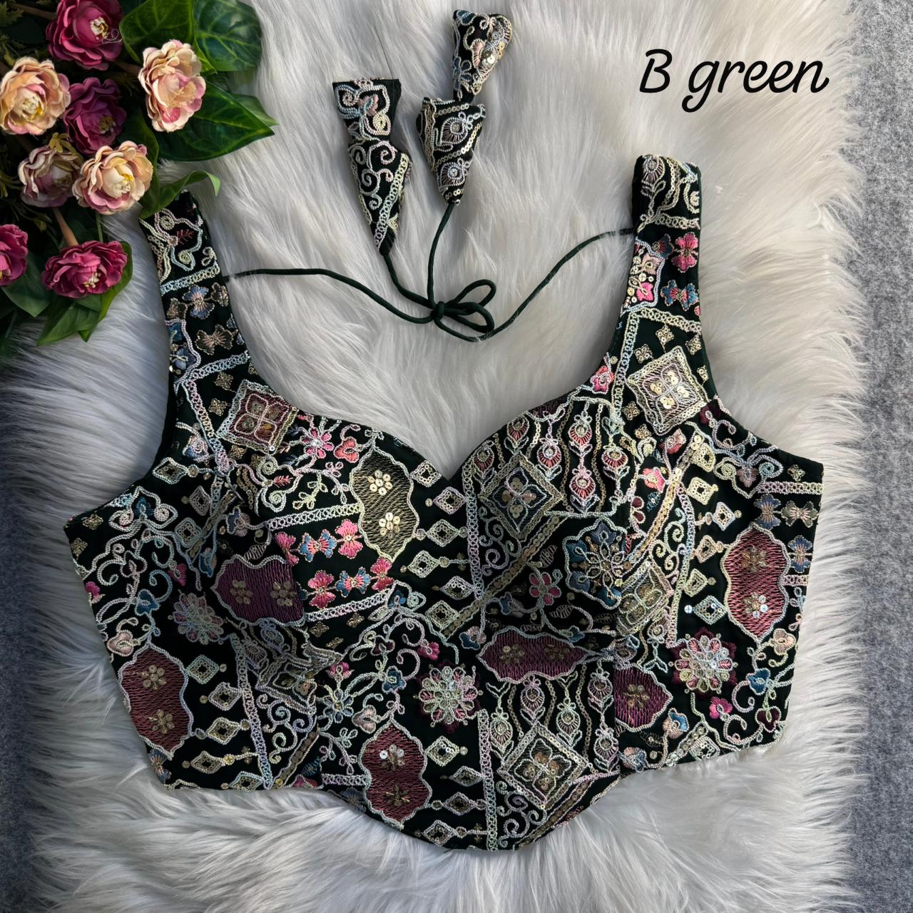 Readymade Pure Soft Heavy Fox Georgette Multi Codding Work Sleevesless Blouse 
