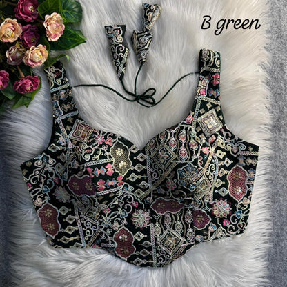 Readymade Pure Soft Heavy Fox Georgette Multi Codding Work Sleevesless Blouse 