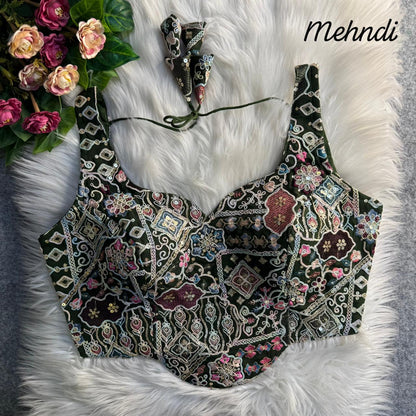 Readymade Pure Soft Heavy Fox Georgette Multi Codding Work Sleevesless Blouse 