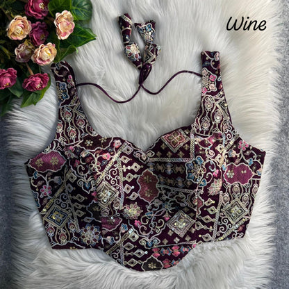 Readymade Pure Soft Heavy Fox Georgette Multi Codding Work Sleevesless Blouse 