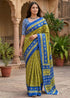 Green Pure Cotton Patola Hand Block Print Cotton Saree 