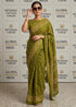 Green Pure MulMul Cotton Bagru Print Cotton Saree 