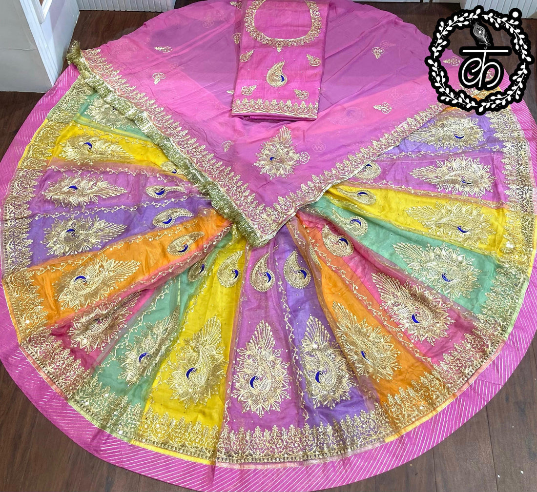 Baby Pink Pure Soft Tissue Silk Rajsthani Lehenga Choli 