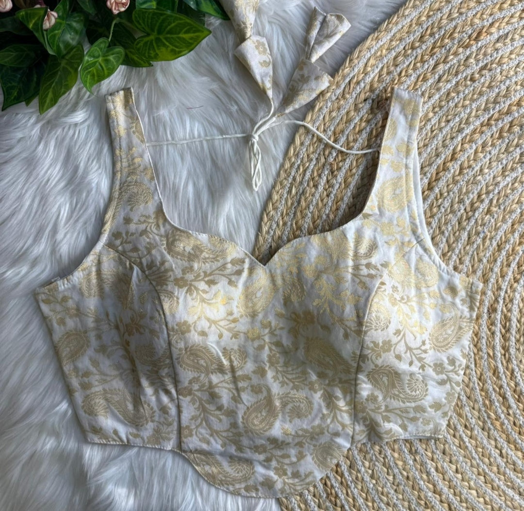 Readymade Pure Soft Banarasi Silk Tricot Fuising Corset Style Blouse