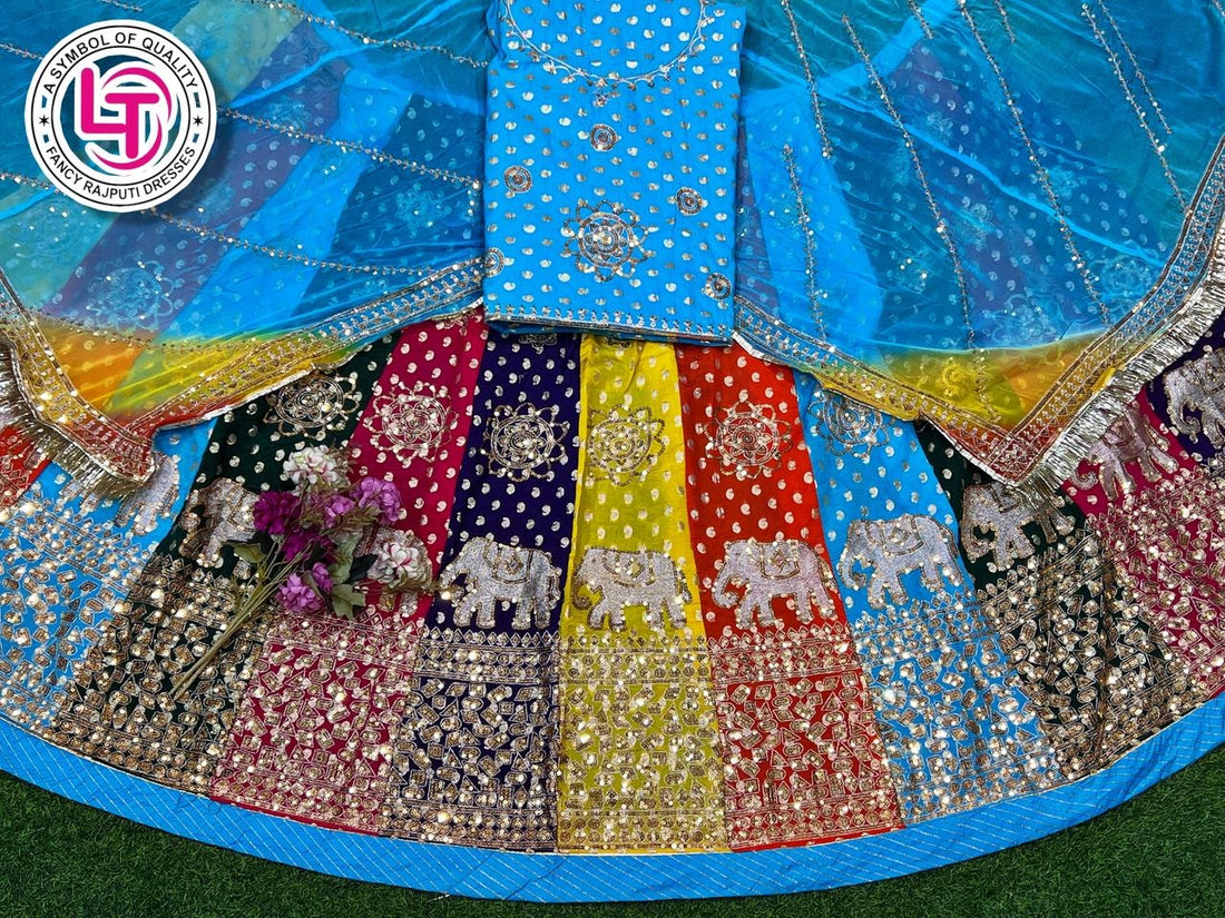 Sky Pure Soft Silk Rajsthani Rajputi Poshak Lehenga Choli | Buy Online at Anant Exports Sky Pure Soft Silk Rajsthani Rajputi Poshak Lehenga Choli | Buy Online at Anant Exports