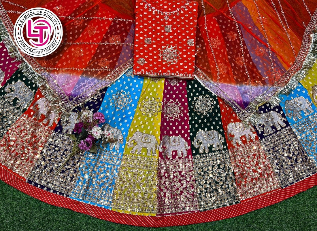 Red Pure Soft Silk Rajsthani Rajputi Poshak Lehenga Choli 