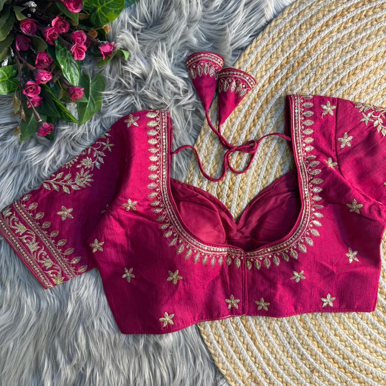 Rani Pure Vichitra Silk Madhubala Style Blouse 
