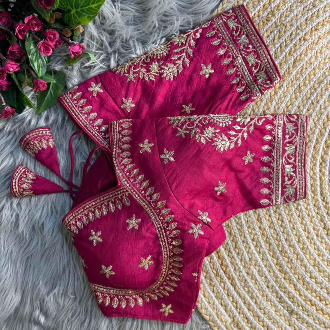 Rani Pure Vichitra Silk Madhubala Style Blouse 