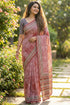 Brown Pure Soft Mal Mal Cotton Hand Block Print Cotton Saree 