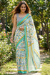 Green Pure Soft Mal Mal Cotton Hand Block Print Cotton Saree 
