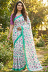 White Pure Soft Mal Mal Cotton Hand Block Print Cotton Saree 