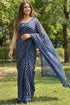 Blue Pure Soft Mal Mal Cotton Hand Block Print Cotton Saree 
