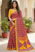 Red Pure Soft Mal Mal Cotton Hand Block Print Cotton Saree 