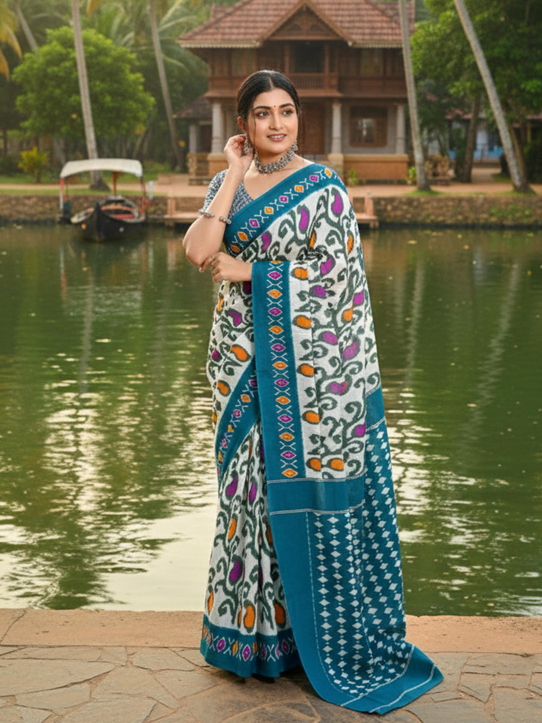 Rama Pure Soft Mal Mal Cotton Printed Cotton Saree 