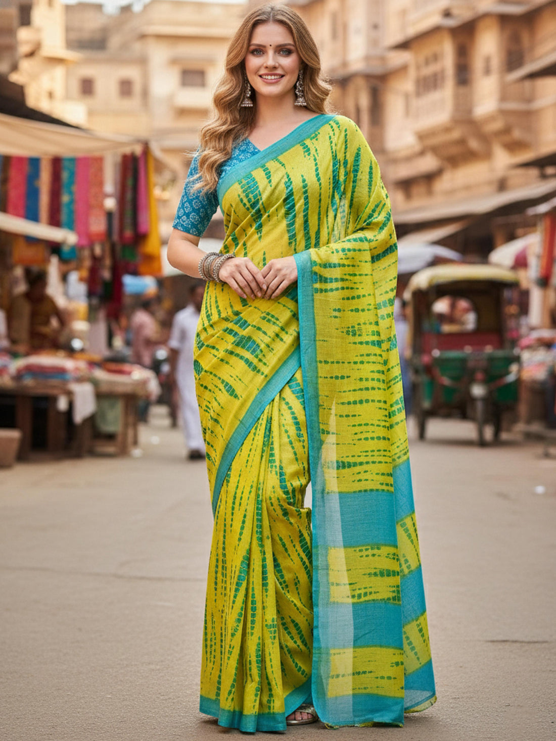 Green Pure Soft Mal Mal Cotton Printed Cotton Saree 