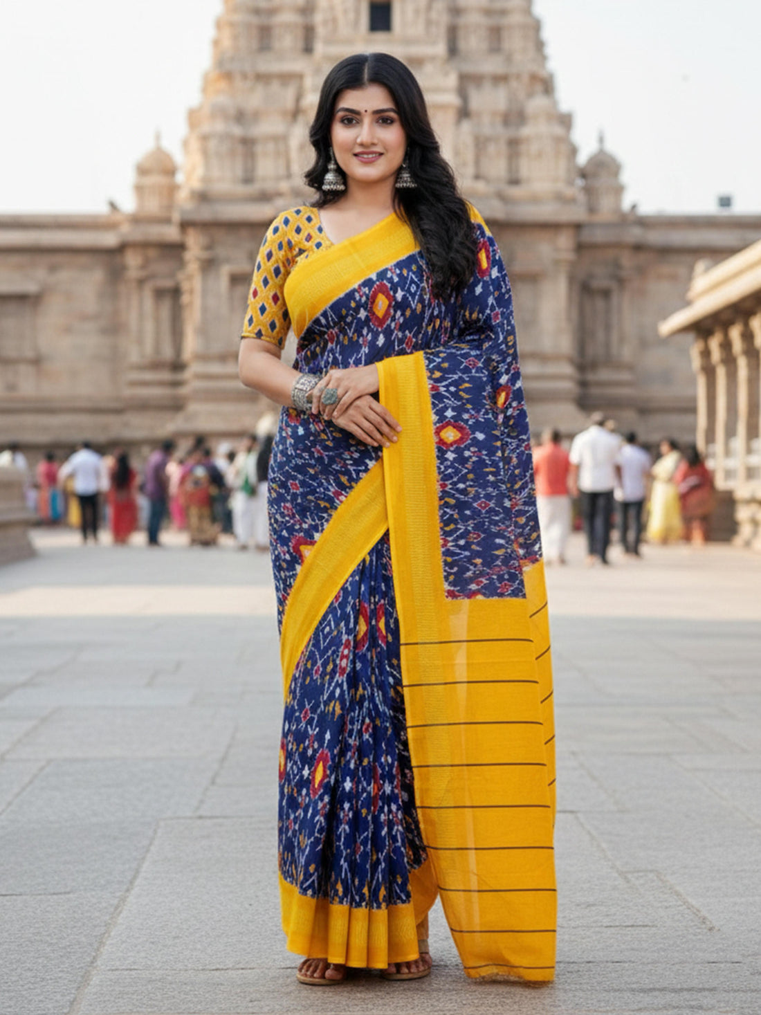 Blue Pure Soft Mal Mal Cotton Printed Cotton Saree 
